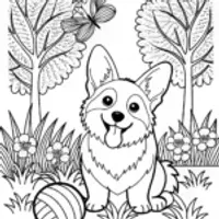Smiling Corgi Coloring Fun