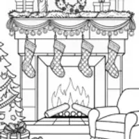 Cozy Fireplace Coloring Page