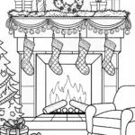Cozy Fireplace Coloring Page