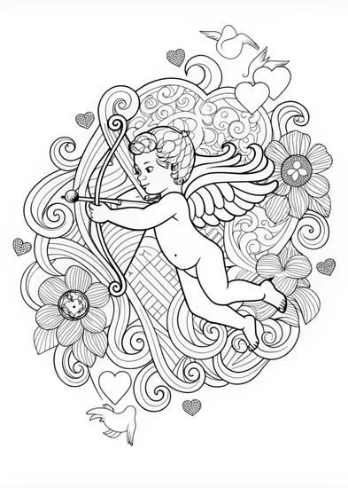 A coloring page of Cupid’s Arrow of Love