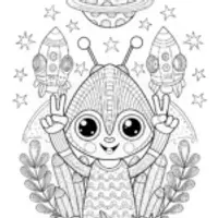 Cute Alien with Big Eyes Coloring Page