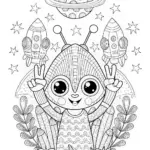 Cute Alien with Big Eyes Coloring Page