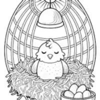 Cute Chick Under a Heat Lamp Coloring Page