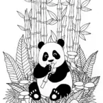 Cute Panda Eating Bamboo in the Forest