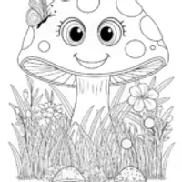 Smiling Mushroom Coloring Page