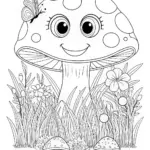 Smiling Mushroom Coloring Page