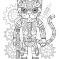 Cyber Cat in a Futuristic Landscape