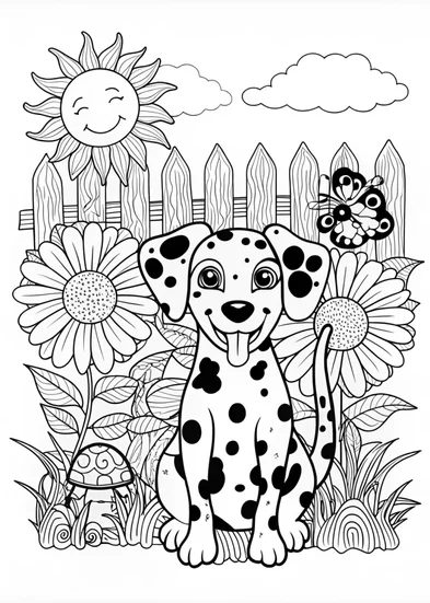 A coloring page of Dalmatian Dog Delight Coloring Page