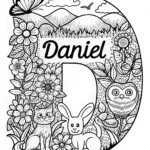 Daniel and His Animal Friends Coloring Page