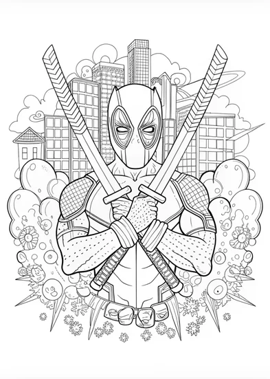 A coloring page of Deadpool: The Ultimate Anti-Hero Coloring Page