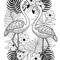 Decorative Flamingo Quartet Coloring Page