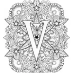 Decorative Letter ‘V’ with Stars and Hearts