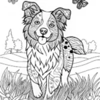 Border Collie Portrait Coloring Page