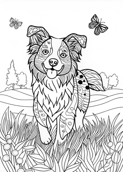 A coloring page of Border Collie Portrait Coloring Page