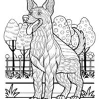 German Shepherd in Decorative Frame Coloring Page