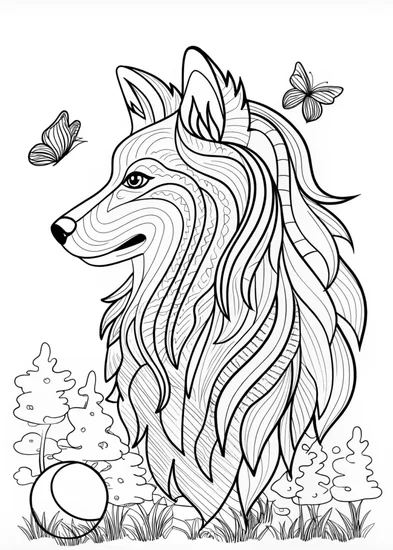 A coloring page of Detailed German Shepherd Coloring Page