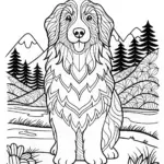 Happy Bernese Mountain Dog Coloring Page