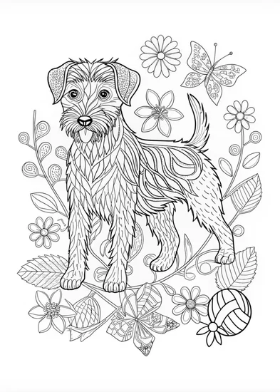 A coloring page of Geometric Terrier Coloring Page