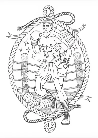 A coloring page of Detailed Boxer