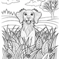 Happy Dog Coloring Page