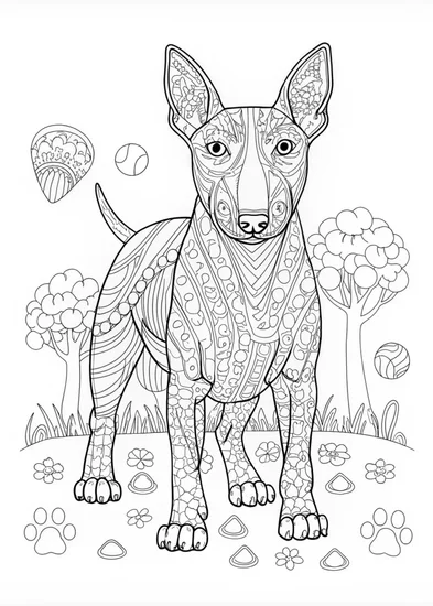 A coloring page of Bull Terrier Coloring Page