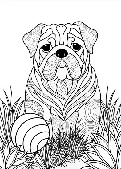 A coloring page of Detailed Bulldog