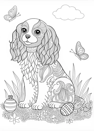 A coloring page of Detailed Cocker Spaniel Coloring Page