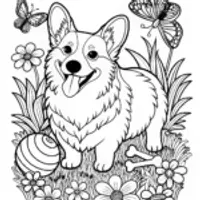 Smiling Corgi in the Garden