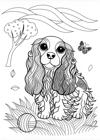 A coloring page of Cocker Spaniel Coloring Fun