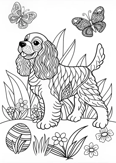 A coloring page of Springer Spaniel Portrait Coloring Page