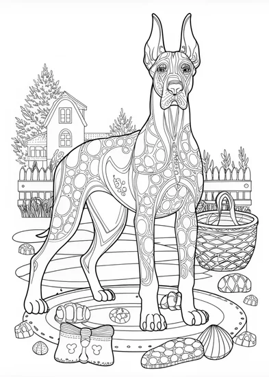 A coloring page of Dog Portrait in Black and White