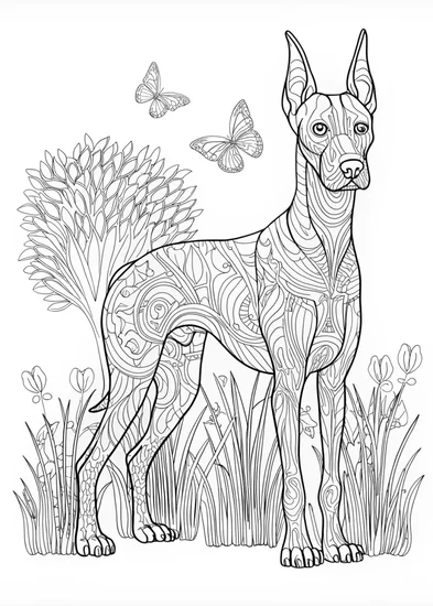 A coloring page of Detailed Rhodesian Ridgeback