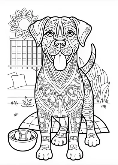 A coloring page of Boxer Dog Portrait Coloring Page