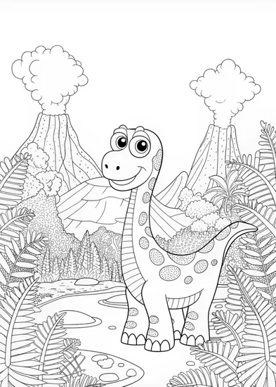 A coloring page of Tyrannosaurus Rex Adventure Coloring Page