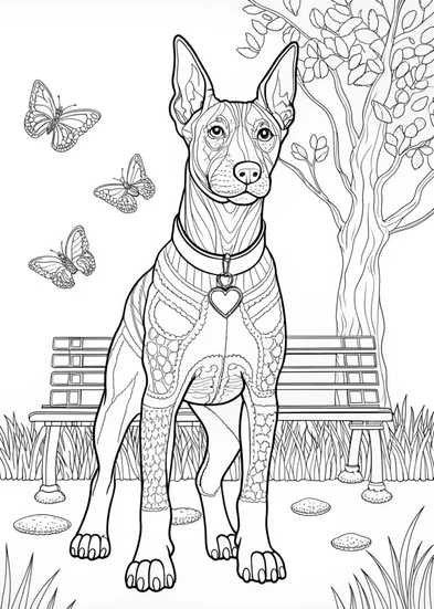 A coloring page of Regal Doberman Coloring Page