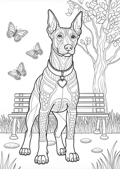 A coloring page of Regal Doberman Coloring Page