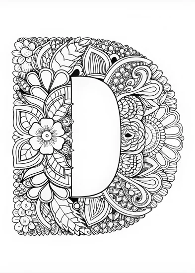 A coloring page of Doodle Delight with Letter D
