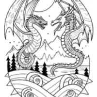 Terrifying Dragon on the Hunt Coloring Page