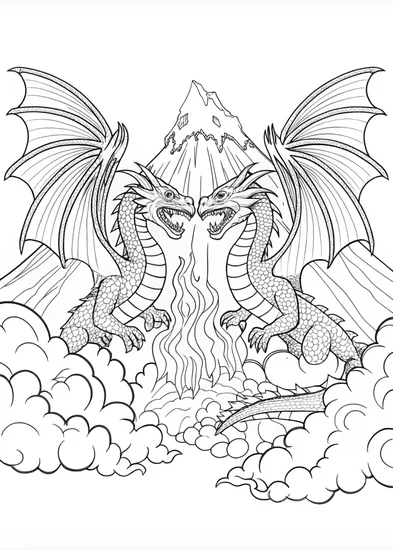 A coloring page of Dragon of the Mountains Coloring Page