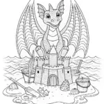 Majestic Dragon on Mountain Coloring Page