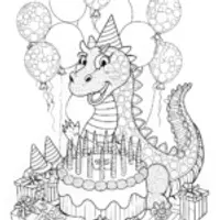 Dragon’s Birthday Party Coloring Page