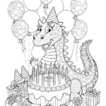 Dragon’s Birthday Party Coloring Page