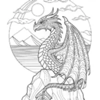 dragon soaring from a cliff coloring page
