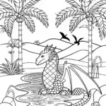 Majestic Desert Dragon Coloring Page
