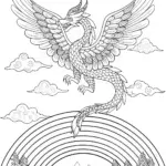 Majestic Dragon in the Clouds Coloring Page