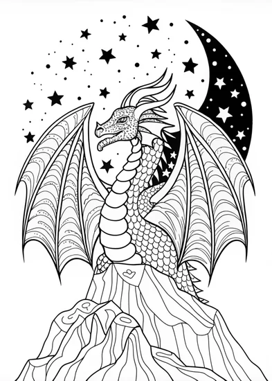 A coloring page of Dragon Majesty Coloring Page