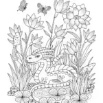 Dragon Among Blossoms Coloring Page