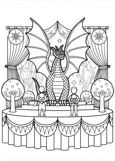 A coloring page of Majestic Dragon Awaiting Colors
