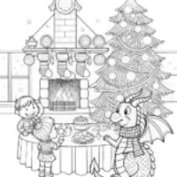 Majestic Dragon in Winter Wonderland Coloring Page