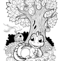 Forest Dragon’s Lair Coloring Page